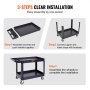 VEVOR serving trolley 249kg load capacity clearing trolley 116x65x85cm service trolley made of PP workshop trolley with lockable wheels tool trolley workshop trolley for warehouses garages offices gardeners hotels