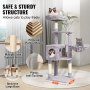 VEVOR Cat Tree 45.2" Cat Tower with Cat Condo Sisal Scratching Post Light Grey