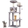 VEVOR Cat Tree for Indoor Cats, 56.2" Cat Tower with Cat Condo, Sisal Scratching Post, Hammock, Top Perch, Jumping Platforms, Large Cat House with Hang Ball, Cat Furniture Activity Center, Light Grey