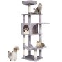 VEVOR Cat Tree 60.6" Cat Tower with Cat Condo Sisal Scratching Post Light Grey