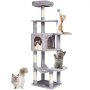 VEVOR krabpaal kattenkrabpaal klimboom krabpaal sisal 154cm lichtgrijs