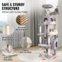 VEVOR Cat Tree for Indoor Cats, 72" Cat Tower with 2 Cat Condos, Sisal Scratching Post, Hammock, Top Perch, Jumping Platforms, Large Cat Furniture Activity Center with Hang Ball, Light Grey