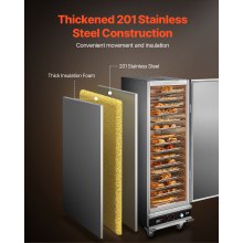 VEVOR Voedselverwarmer 16 niveaus Snackverwarmingskast Waterbak Enkele deur