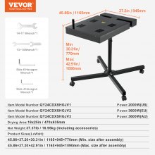 VEVOR Flash Dryer, 470 x 635mm Flash Dryer for Screen Printing, Heavy Duty Screen Printing Dryer with Height Adjustable Stand, 360° Rotation, X-Shaped Base, Steel T-Shirt Curing Machine