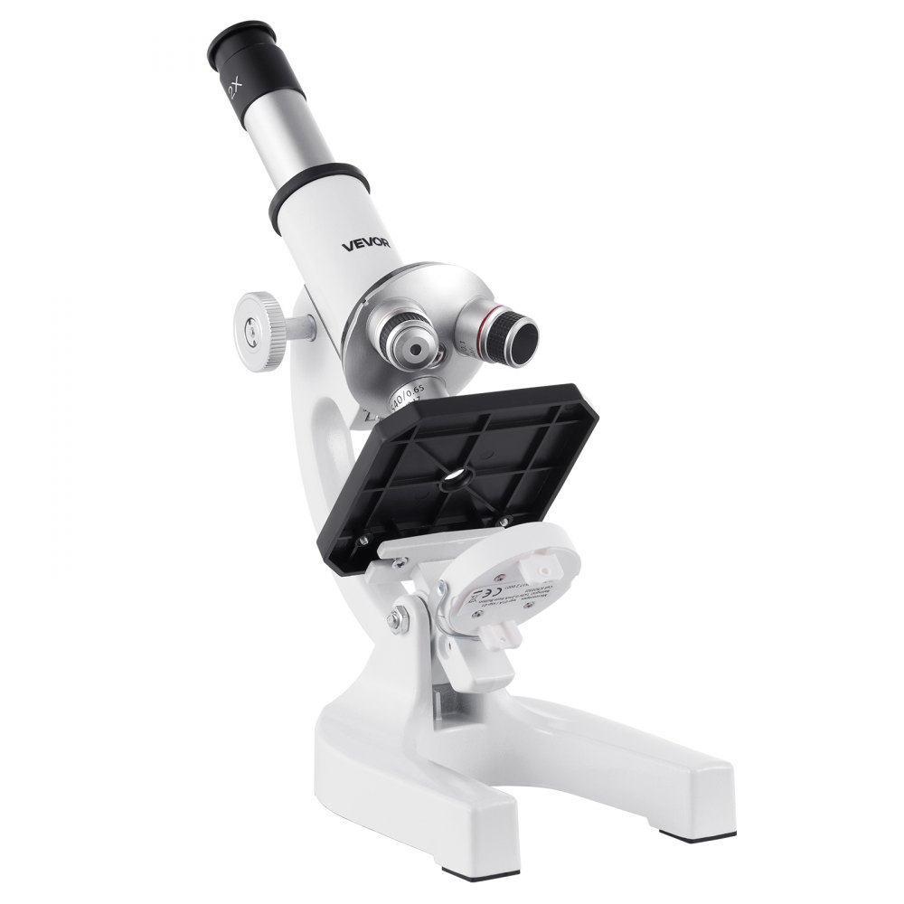 VEVOR Monoculaire microscoop voor volwassenen, professionele set samengestelde microscopen, 40x-2000 vergroting, behuizing van aluminiumlegering, inclusief ledlamp en telefoonhouder, voor laboratorium, school, thuis en onderwijs