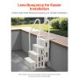 VEVOR Swimming Pool Ladder, 4-Step Double Handrails Stairs with Non-slip Heavy Duty Steps, Max Load Capacity 400 lbs, for 48-54 In Inground & Above-ground Pools of Any Decking Surface, Milk White