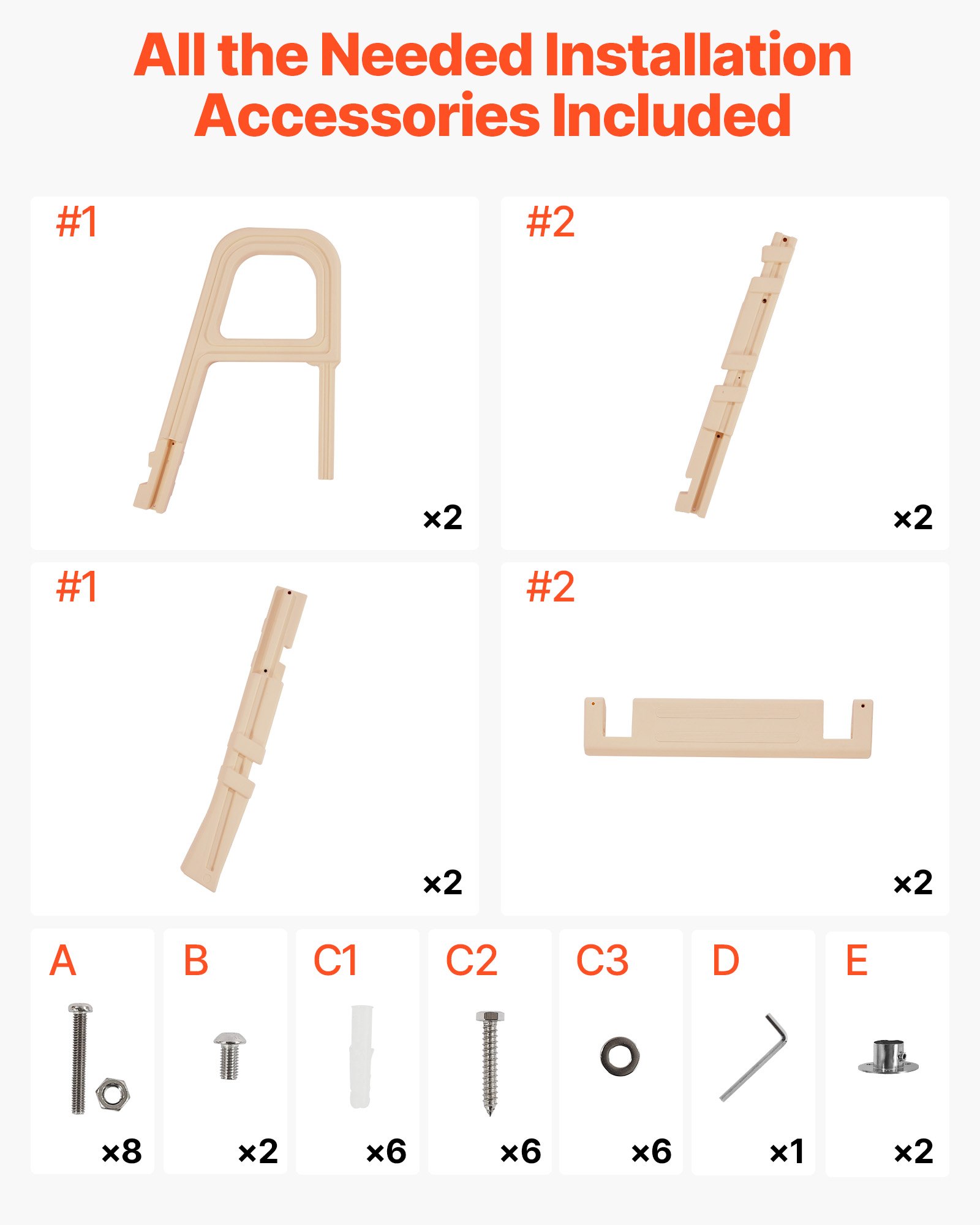 VEVOR zwembadladder, 5-treden instapladder, trap met dubbele leuning, instaphulp, draagvermogen 136 kg, voor inbouw- en opbouwzwembaden, veiligheidsladder voor alle terrasoppervlakken, taupe
