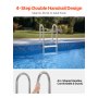 VEVOR Swimming Pool Ladder, 4-Step Double Handrails Stairs with Non-slip Heavy Duty Steps, Stainless Steel Load Capacity 265 lbs, for 54 In Inground Pools with Mounted Deck Board Indoor & Outdoor