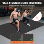 VEVOR exercise mat in gym with two people performing lunges, showcasing wear-resistance and cushioning.