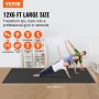 VEVOR exercise mat 12x6 ft for yoga, hiit, weightlifting, zumba, fitness, and more in home gym setup.