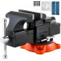 VEVOR Bench Vise, 5" Jaw Width, 5" Max Jaw Opening Multipurpose Vise with 360° Swivel Locking Base, 2.8" Throat Depth, Heavy Duty Ductile Iron Workbench Vise with Anvil, for Clamping Round Pipes