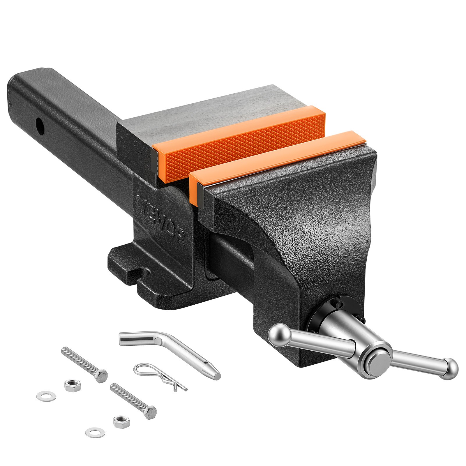 VEVOR werkbankschroef met een bekbreedte van 15 cm en een klemkracht van 25 kN, voor zagen, slijpen, boren en pijpsnijden, met een bekdiepte van 90 mm, handgreepvergrendeling en magnetische bekkensteunen.