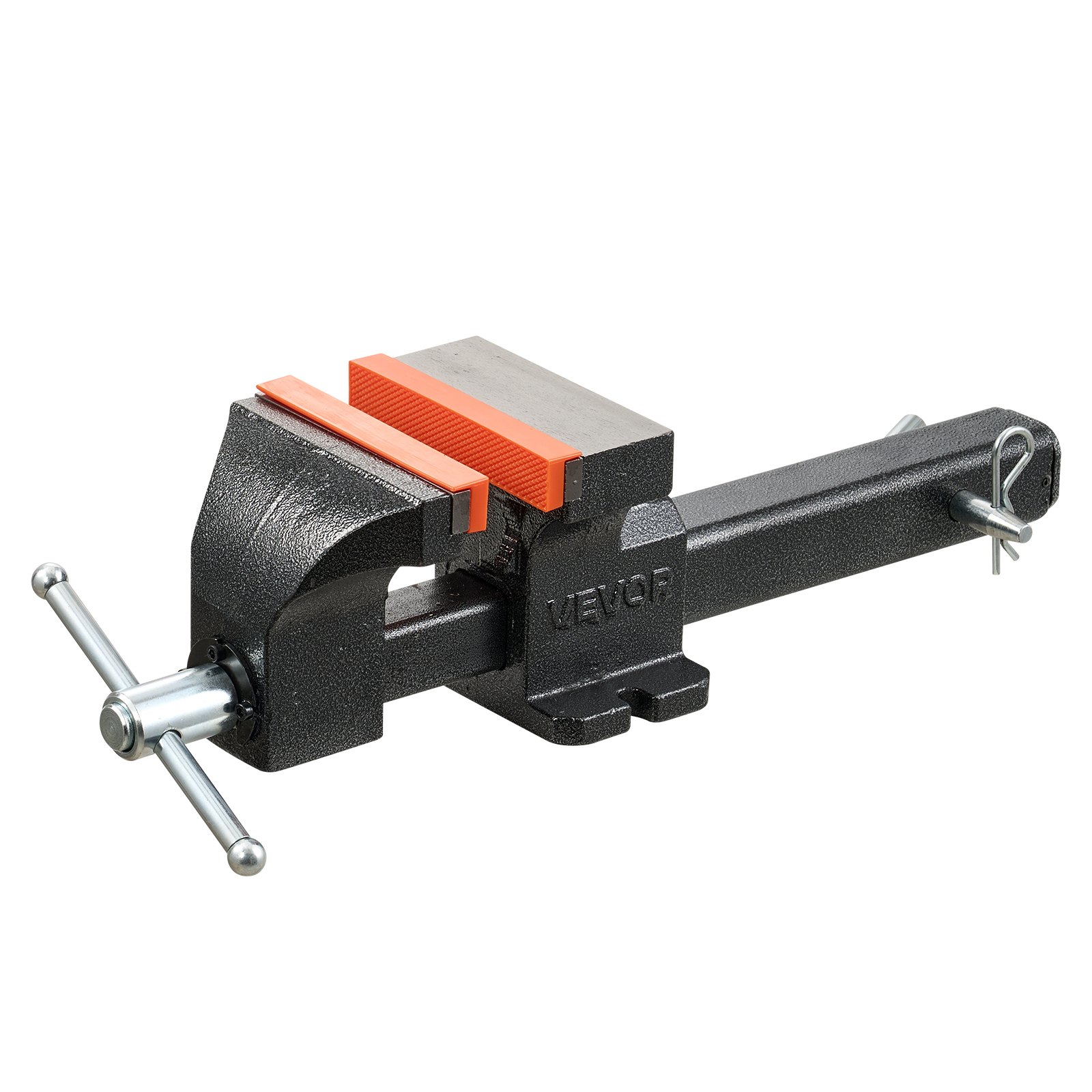 VEVOR werkbankschroef met een bekbreedte van 15 cm en een klemkracht van 25 kN, voor zagen, slijpen, boren en pijpsnijden, met een bekdiepte van 90 mm, handgreepvergrendeling en magnetische bekkensteunen.