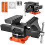 VEVOR Bench Vise, 8" Jaw Width, 8" Max Jaw Opening Multipurpose Vise with 360° Swivel Locking Base, 3.7" Throat Depth, Heavy Duty Ductile Iron Workbench Vise, Two-Way Jaws for Clamping Round Pipes