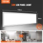 VEVOR LED Ceiling Light with Remote Control, 5000LM 50W, Dimmable LED Panel Light Fixture with Adjustable Color Temperature 2700K-6500K, 1200 x 300 x 53 mm Lamp for Home Office Classroom Dining Room