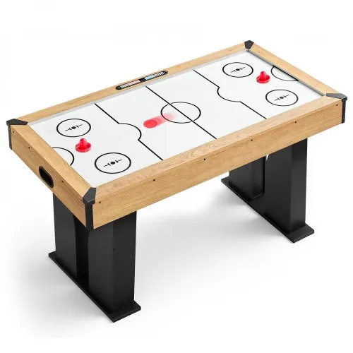 VEVOR Airhockeytafel 1525 mm speeltafel met elektronisch scoresysteem voor speelkamers, kelders en recreatieruimtes, gelijkmatige luchtstroom dankzij MDF-panelen, verstelbare poten en hoekbeschermers.