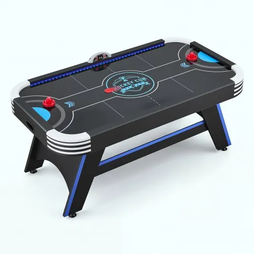 VEVOR Airhockeytafel 183 x 102 x 79 cm MDF Elektrische hockeytafel Zwart Geschikt voor gezinnen en spelavonden, Elektronisch scoresysteem, LED-verlichting, hoekbeschermers en verstelbare poten