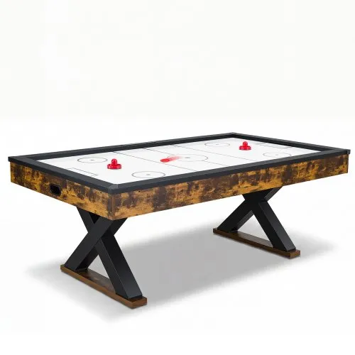 VEVOR Airhockeytafel 2135 x 1220 x 800 mm met elektronisch scoresysteem voor gezellige familieavonden, kelders en thuisgebruik, gelijkmatige luchtcirculatie, 2 rackets, 2 pucks, hoekbeschermers en verstelbare poten.