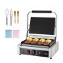 VEVOR Commercial Panini Grill, 2200W Electric Sandwich Panini Maker, Stainless Steel Sandwichs Press Grill with Handle and Temp Control, 34x23 cm Full Flat Enamel Plate, for Hamburger Steak Bacon