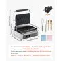 VEVOR Commerciële Panini Grill, Contactgrill 2200 W voor Sandwiches, Steak, Bacon, Hamburgers, Roestvrijstalen Sandwichmaker Persgrill met Handvat & Temperatuurregeling & 34 x 23 cm Verwarmingsplaat, Panini Pers