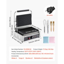VEVOR Commerciële Panini Grill Sandwich Maker Grillplaat 34x23cm Panini Maker