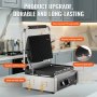 VEVOR Commerciële Panini Grill, 2,2 kW Elektrische Sandwich Panini Maker, RVS Sandwichpers, Panini Grill met Temperatuurregeling & 36 x 23 cm Geëmailleerde Plaat met Volledige Groeven