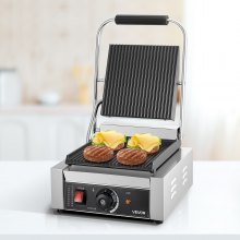 VEVOR Commerciële Panini Grill Sandwich Maker Grillplaat 22x23cm Panini Maker