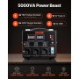 VEVOR 5000W spanningsomvormer AC 110V⇋220V transformatoromvormer 3x Amerikaanse NEMA 5-15R 3-pins / 3x Europese Shucko-uitgangsaansluitingen, 1x 5V USB-poort en 1x Type-C-aansluiting