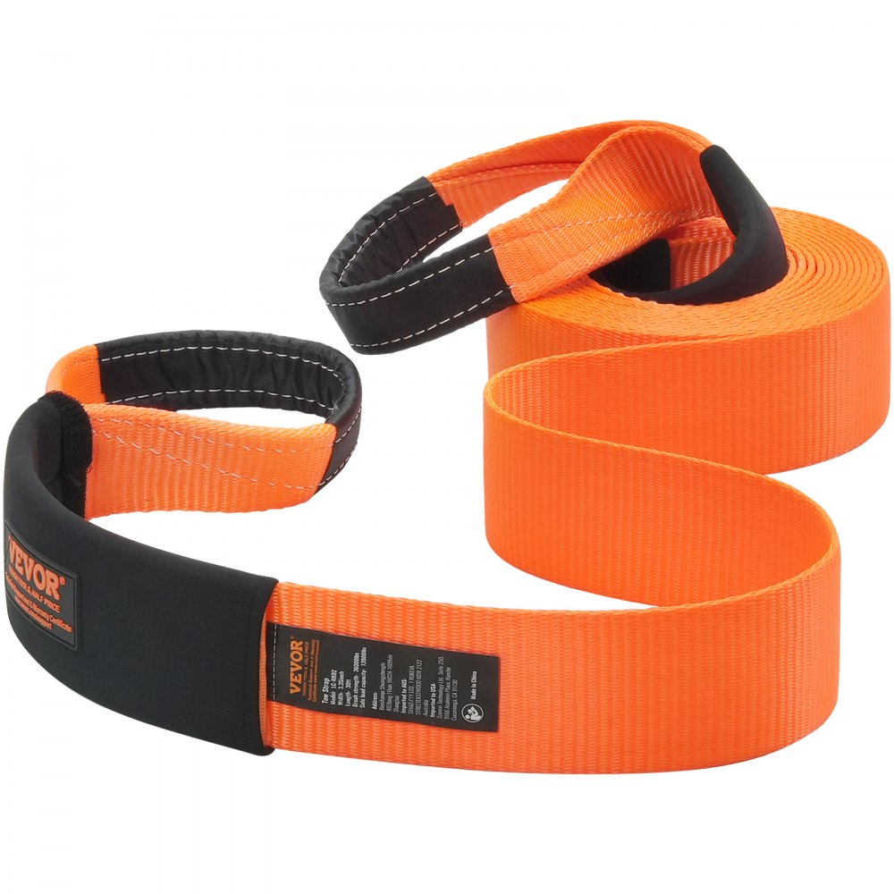 VEVOR Sleepband Bergingsset 85 mm x 9 m (MBS-16329 kg) Boombeschermer Lierband, Drievoudig Versterkte Lus & Beschermhoezen & Opbergtas, 3/4 inch D-ringsluiting, voor Vrachtwagen, Jeep, SUV, ATV