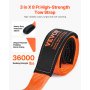 VEVOR Recovery Tow Strap 3 inches, 8 feet 36,000 lbs Break Strength, Triple Reinforced Loop Straps, Tree Saver, Winch Line Extension Strap, Off Road Towing and Recovery, Extreme Weather Resistance