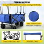 VEVOR Collapsible Wagon Cart, Foldable Wagon Cart with Removable Canopy 600D Oxford Cloth, Collapsible Wagon Oversized Wheels Portable Folding Wagon Adjustable Handles, For Beach, Garden, Sports, Blue