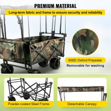 VEVOR Tuin Wagen Transportwagen Strandkar Opvouwbare wagenwagen 98,5 x 54,3 x 98,5 cm Inklapbare Wagenwagen 100 kg Max Draagvermogen Opvouwbare wagen