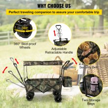 VEVOR Tuin Wagen Transportwagen Strandkar Opvouwbare wagenwagen 98,5 x 54,3 x 98,5 cm Inklapbare Wagenwagen 100 kg Max Draagvermogen Opvouwbare wagen