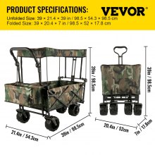 VEVOR Tuin Wagen Transportwagen Strandkar Opvouwbare wagenwagen 98,5 x 54,3 x 98,5 cm Inklapbare Wagenwagen 100 kg Max Draagvermogen Opvouwbare wagen