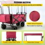 VEVOR Collapsible Wagon Cart, Foldable Wagon Cart with Removable Canopy 600D Oxford Cloth, Collapsible Wagon Oversized Wheels Portable Folding Wagon Adjustable Handles, For Beach, Garden, Sports, Red