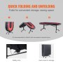 VEVOR Casino Pokertafel Klaptafelpoten 2290 x 1220 x 800 mm (L x B x H), Opvouwbare pokertafel, Zwart en rood Poker Pad Klaptafel voor 10 spelers, Pokertafel met stofkap Draagbaar