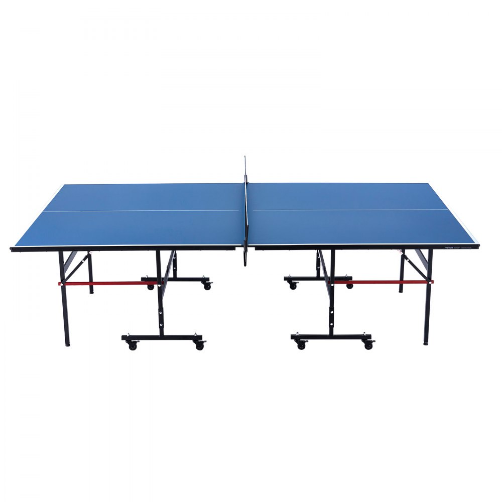 VEVOR Pingpongtafel, professioneel tafeltennisspel, draagbare MDF-tafeltennistafel voor binnengebruik, opvouwbare pingpongtafel met snelklemnet en vergrendelbare wielen, eenvoudige montage in 10 minuten, tafelbladen van 12 mm dik