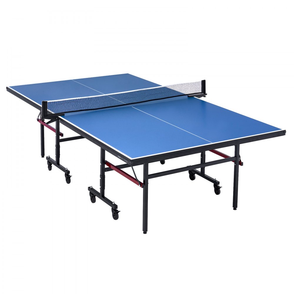 VEVOR Pingpongtafel, professioneel tafeltennisspel, draagbare MDF-tafeltennistafel voor binnengebruik, opvouwbare pingpongtafel met snelklemnet en vergrendelbare wielen, eenvoudige montage in 10 minuten, tafelbladen van 25 mm dik