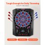 VEVOR Elektronisch Dartbord, 342,9 mm E Dartbord met 45 Spellen en 474 Variaties voor maximaal 8 Spelers, 6 Dartschachten met Flights en 50 Reserve Dartkoppen, Kleuren LED Cricket Scorescherm