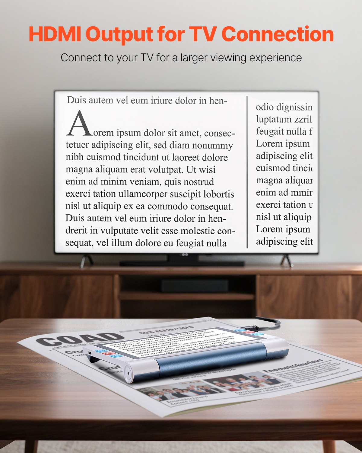 VEVOR draagbare digitale vergrootglas, 8-inch touchscreen, elektronisch leesvergrootglas, leeshulpmiddel voor slechtzienden, 2-20x zoom, met 13MP autofocuslens, 26 kleurmodi, HDMI-uitgang, 16GB geheugen