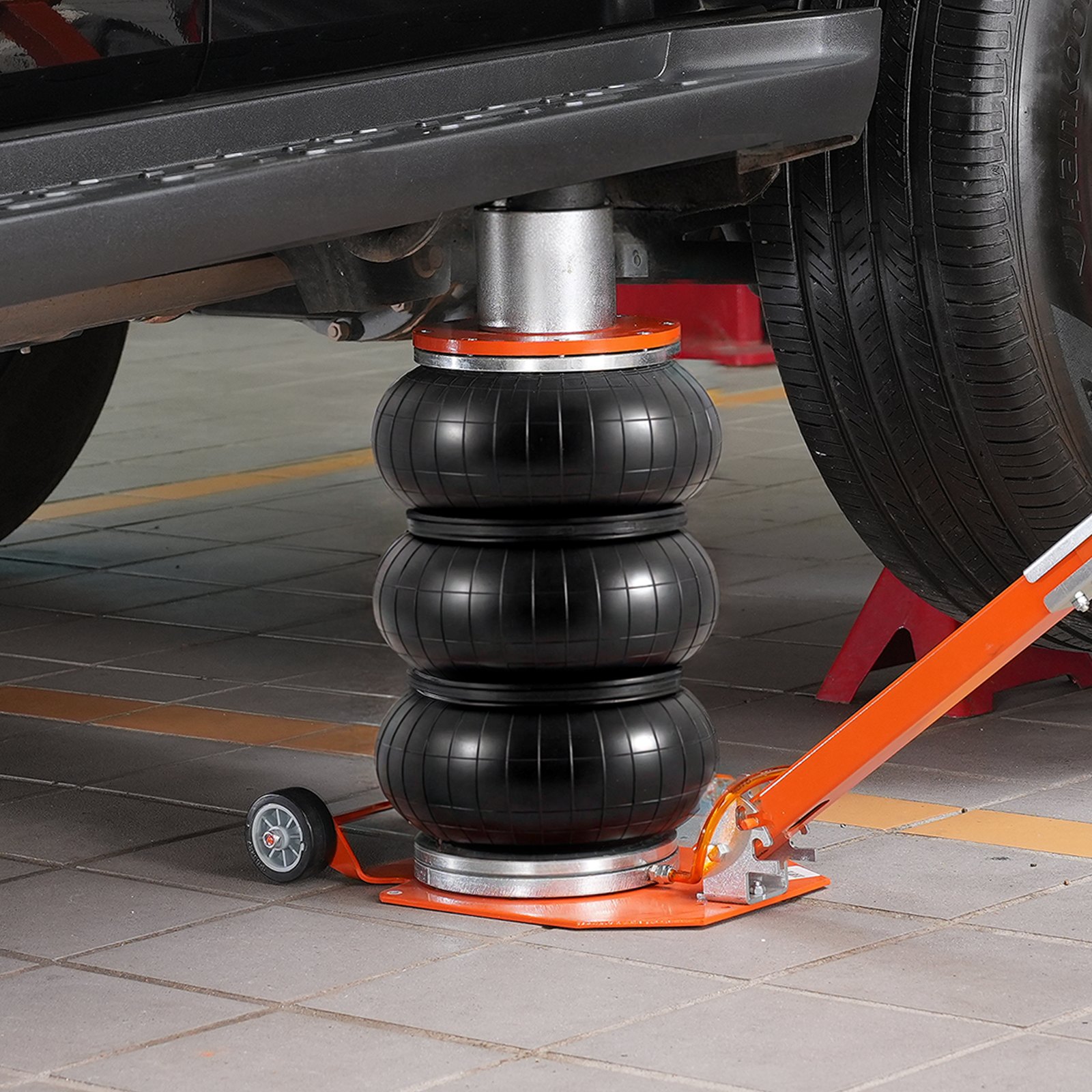 VEVOR Pneumatische krik 3 ton met verhoogde kolom en verstelbare handgreep, gemakkelijk op te tillen en ruimtebesparende krik met dikke rubberen pad, voor sedan, SUV, pick-up