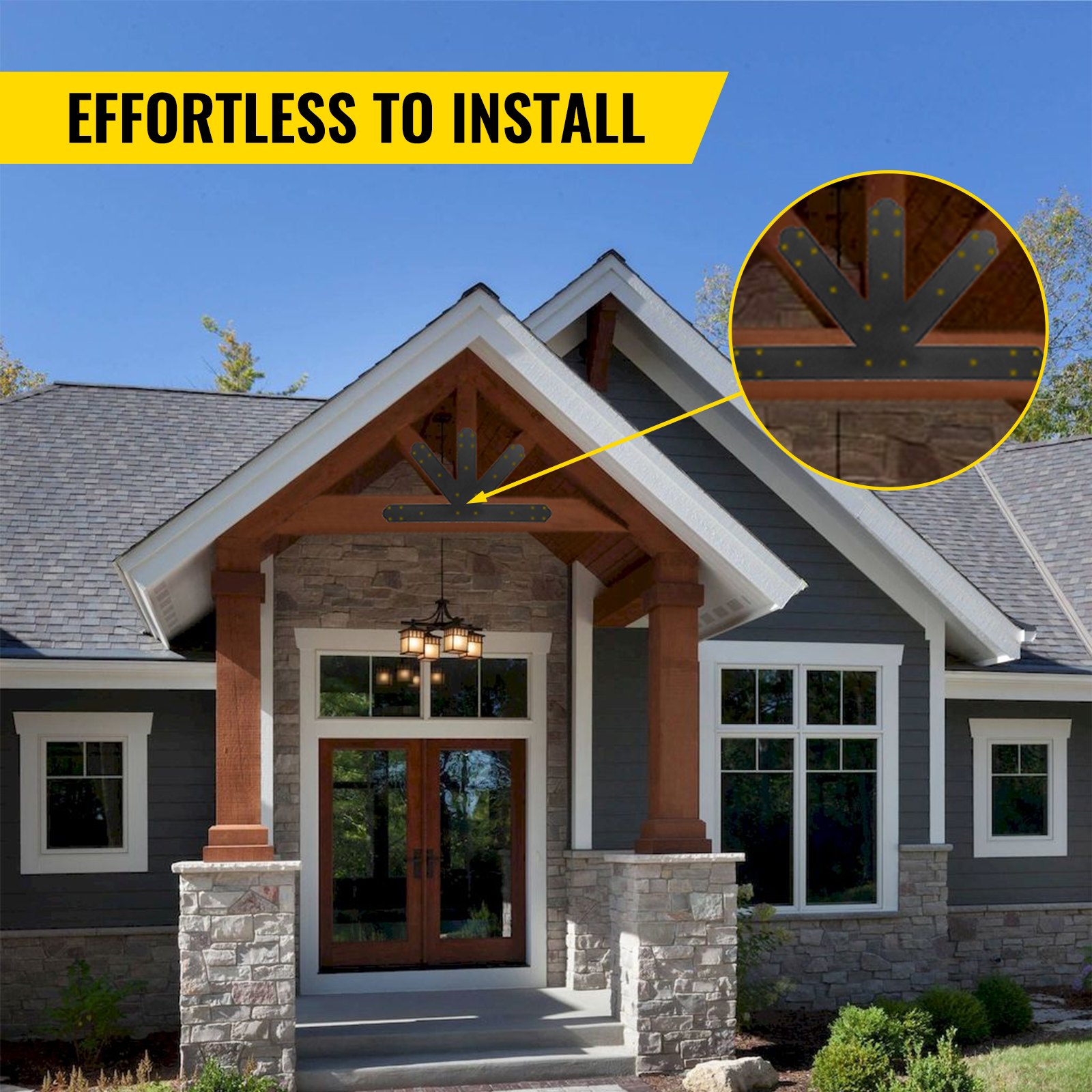 VEVOR gevelplaat truss verbindingsplaten 12:12 gevelbeugel zwart gepoedercoat