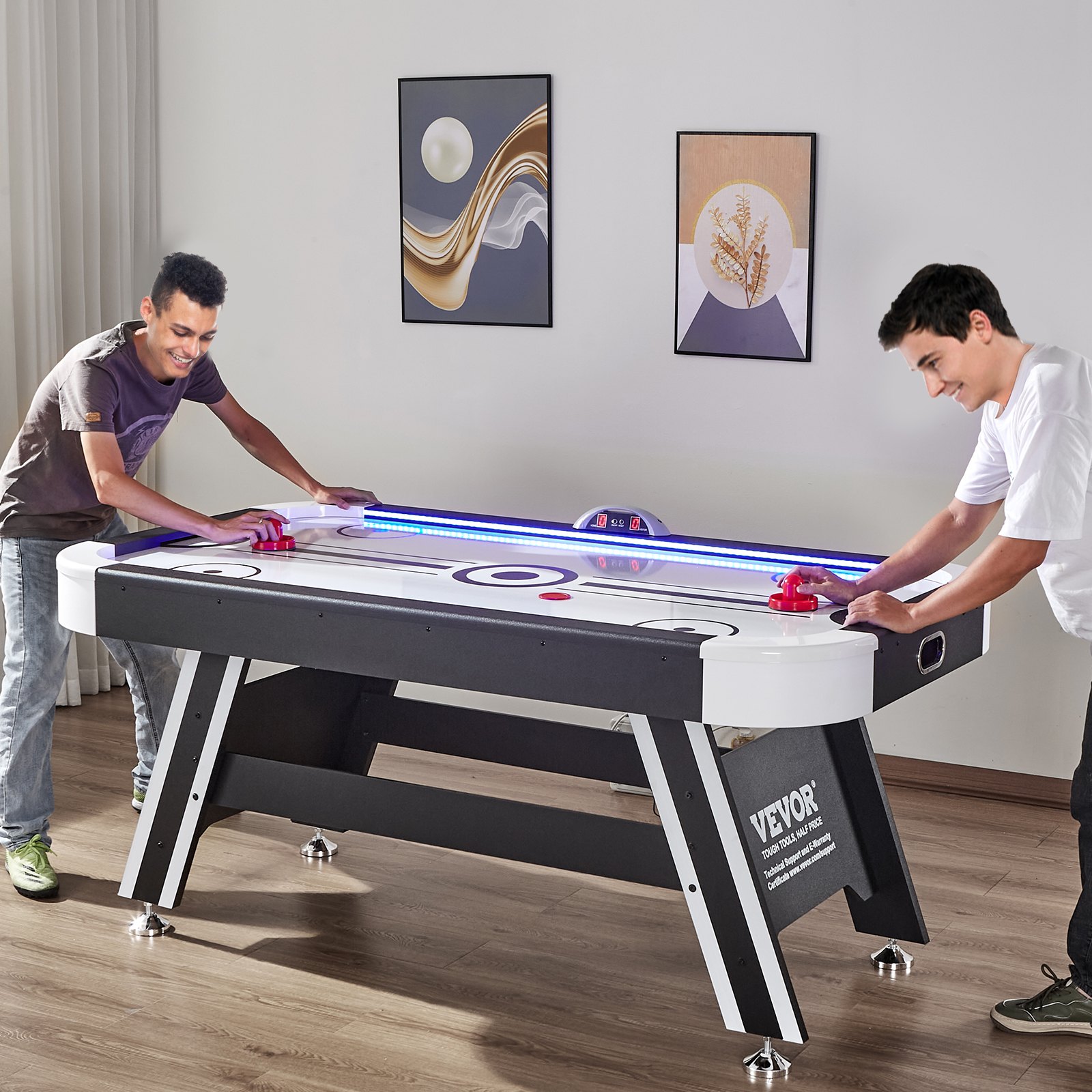 VEVOR Air-Powered Indoor Hockeytafel voor kinderen en volwassenen, LED-sporthockeyspel met 2 pucks, 2 sliders en elektronisch scoresysteem, arcade-gameset voor de gamekamer