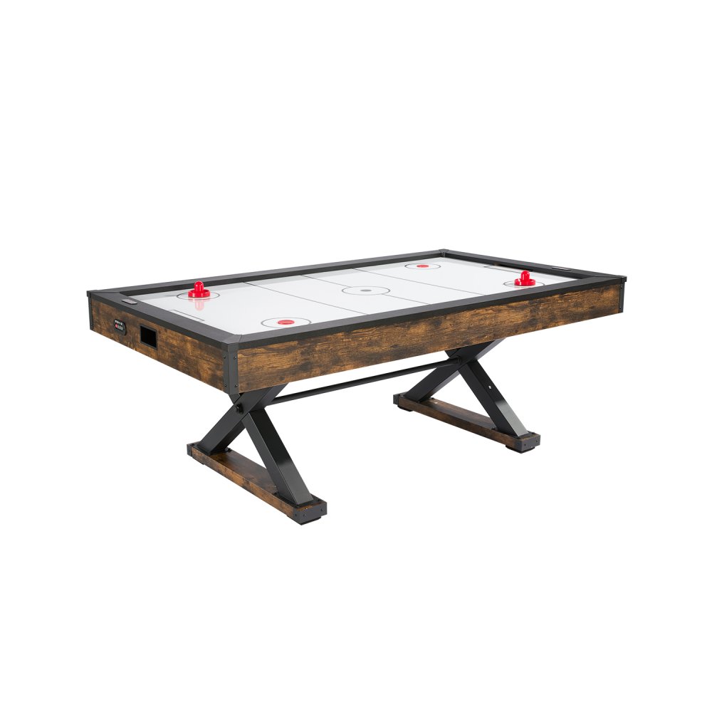 VEVOR Airhockeytafel (214 cm) met 2 duwers, 2 pucks, elektronische scorebord en X-vormige poten, luchtaangedreven hockeytafel voor familiefeestjes, spelletjes, familiereünies en kantoor