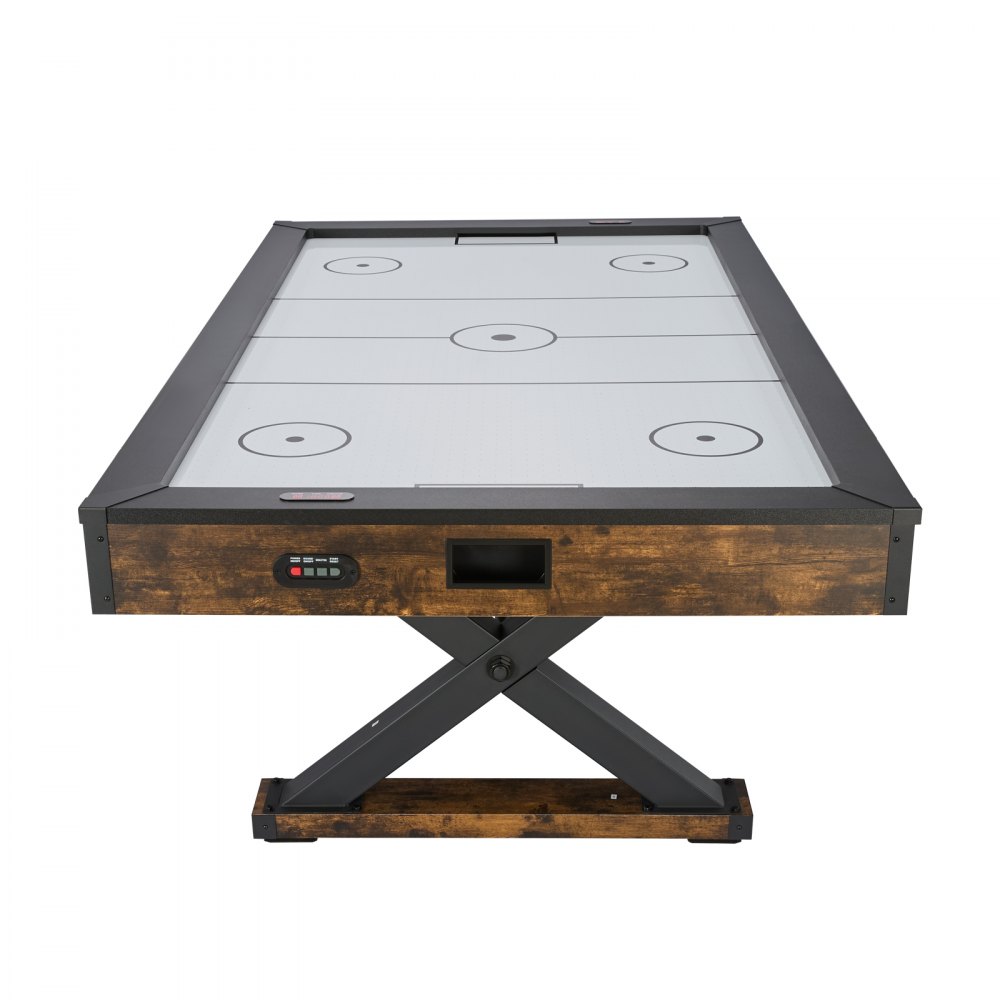 VEVOR Airhockeytafel (214 cm) met 2 duwers, 2 pucks, elektronische scorebord en X-vormige poten, luchtaangedreven hockeytafel voor familiefeestjes, spelletjes, familiereünies en kantoor