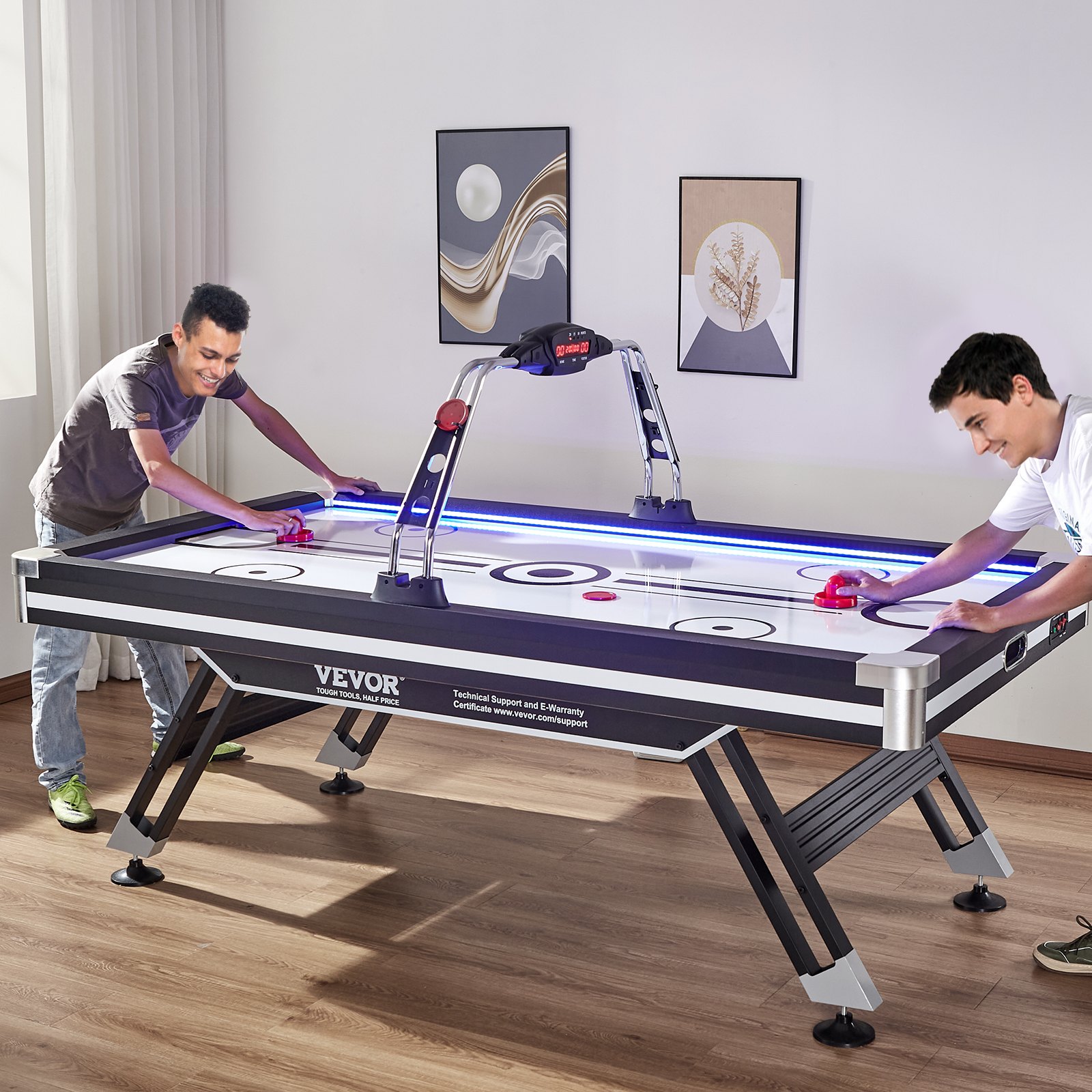 VEVOR Air-Powered Hockeytafel, Indoor Hockeytafel voor Kinderen en Volwassenen, LED Sport Hockeyspel met 2 Pucks, 2 Sliders en Elektronisch Scoresysteem, Arcade Gaming Set voor de Game Room