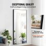 VEVOR Full Length Mirror, 71'' x 31'', Extra Large Standing Hanging or Leaning Rectangle Floor Tempered Mirror with Stand Aluminum Alloy Frame, Full Body Dressing Mirror for Living Room Bedroom, Black