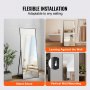 VEVOR full length mirror with flexible installation options: stand alone, leaning, or wall mounted.