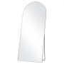 VEVOR full length mirror with an arched top, gold frame, and stand for floor placement, minimalistic design.