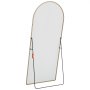 VEVOR grote spiegel met gebogen bovenkant, beige lijst en zwarte standaard.